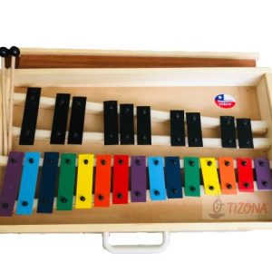 Metalofono Cromático 25 Notas de Color Caja Madera
